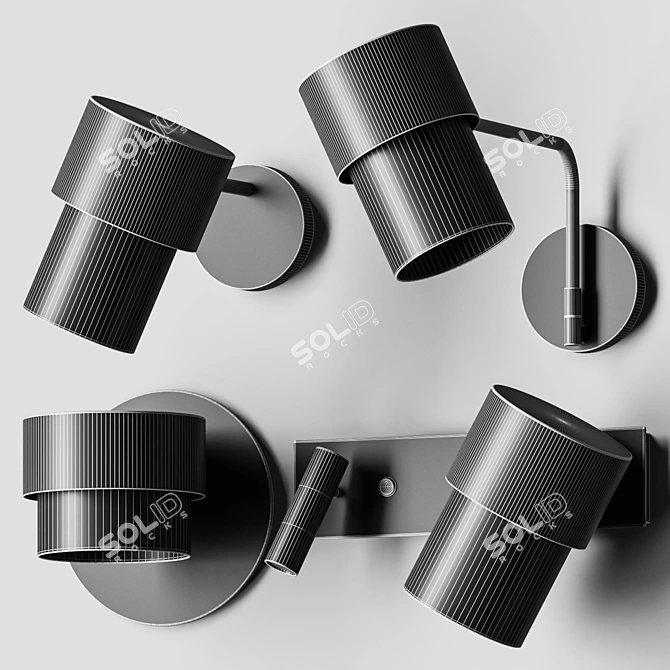 Adjustable Luxe Wall Lamp Set 3D model image 6