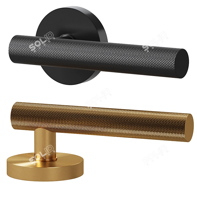 Meraki Brass Door Handle Set 3D model image 3