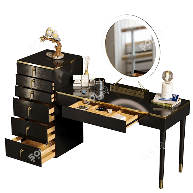 Vanity Table with Decor 3D model image 1