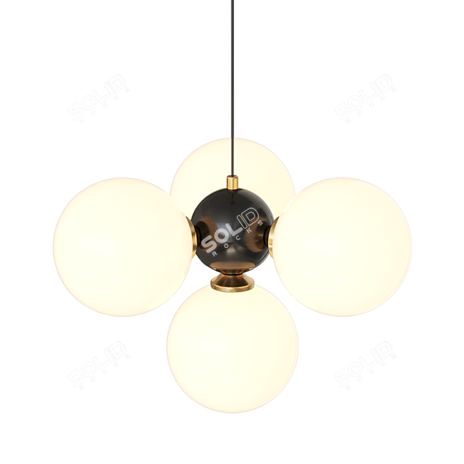 Glass Sphere Pendant Lamp, Brass Base 3D model image 2