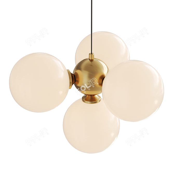 Glass Sphere Pendant Lamp, Brass Base 3D model image 3