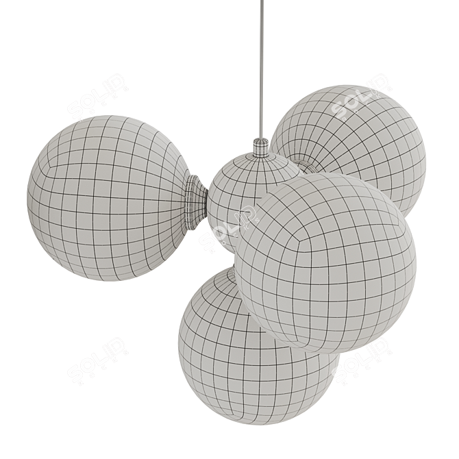 Glass Sphere Pendant Lamp, Brass Base 3D model image 4