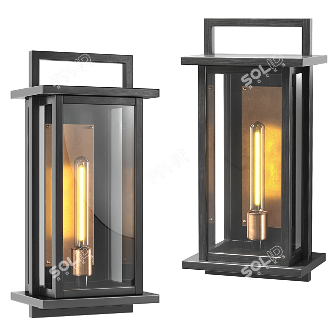 Langston Black Wall Mount Lantern 3D model image 1