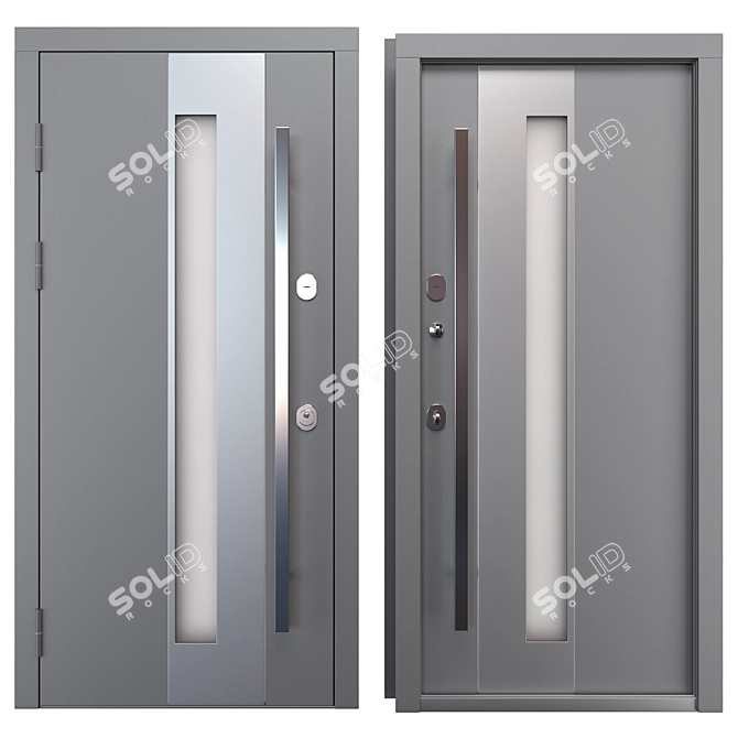 Modern Aluminum Entry Door Nova 023 3D model image 3