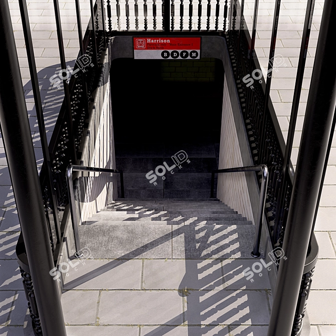 Modern Metro Entrance 3D Model 3D model image 3