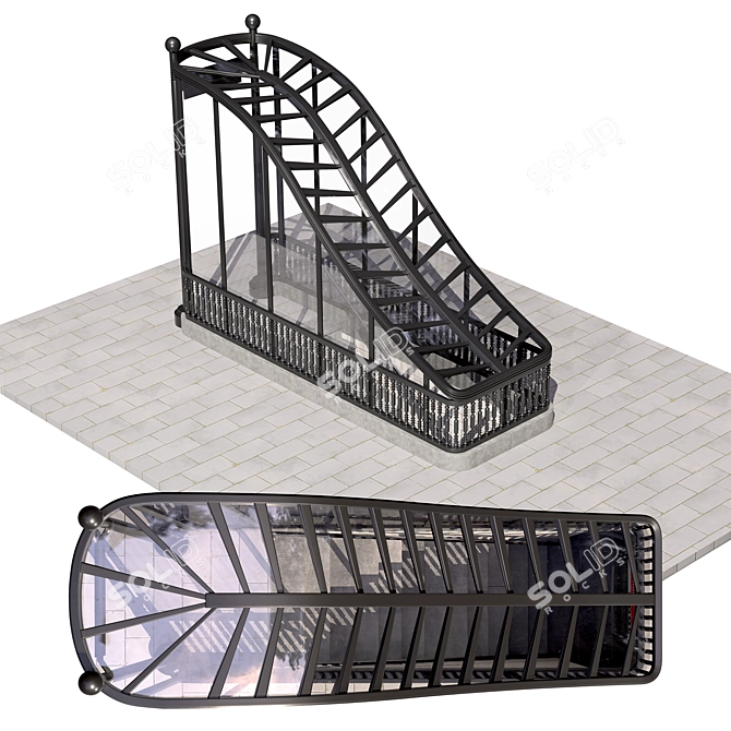 Modern Metro Entrance 3D Model 3D model image 4