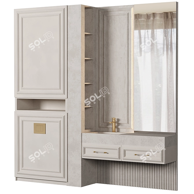 Modern Bathroom Vanity Set Kit 3D model image 1