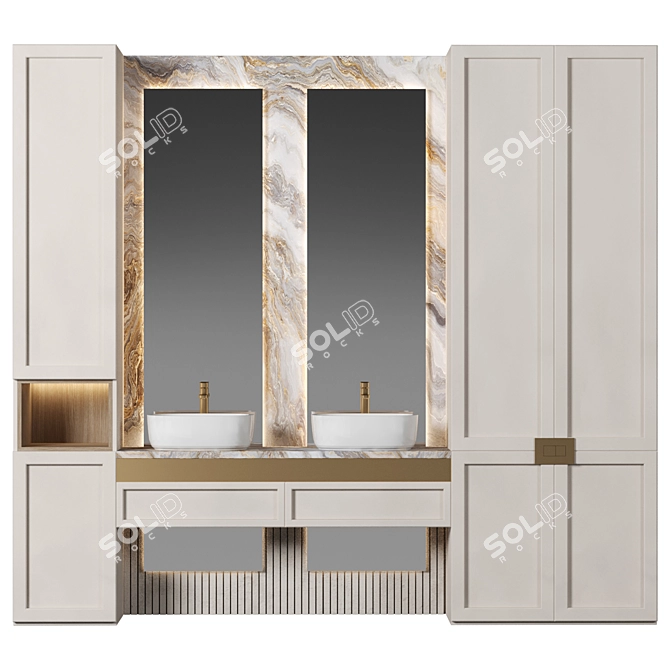 Modern Bathroom Furniture Set 3D model image 1