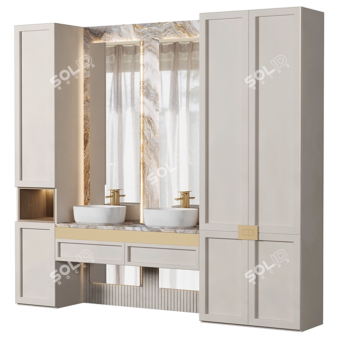 Modern Bathroom Furniture Set 3D model image 2