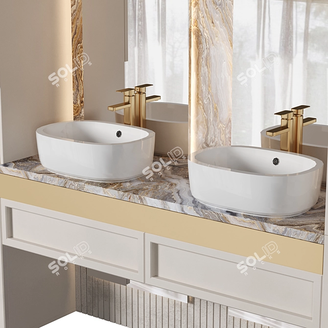 Modern Bathroom Furniture Set 3D model image 3