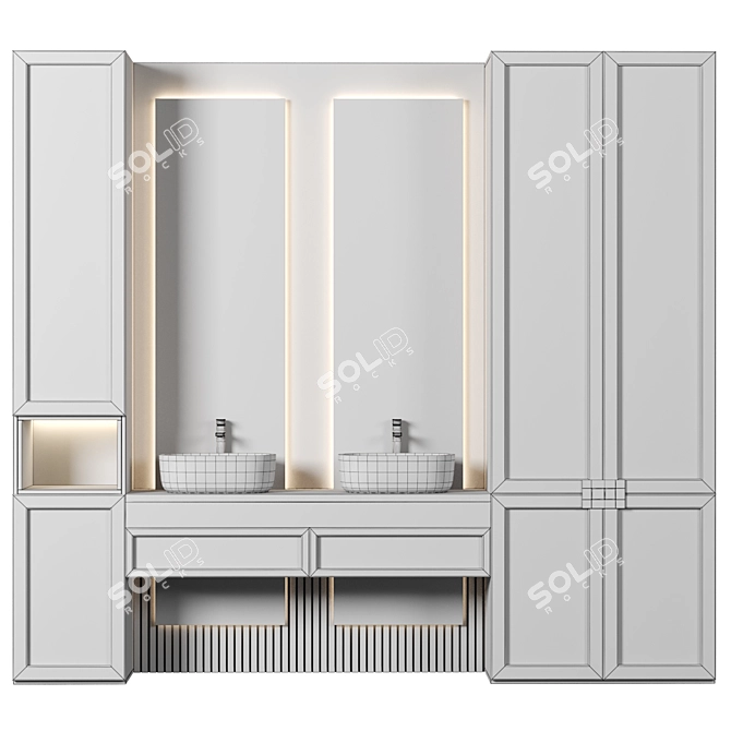 Modern Bathroom Furniture Set 3D model image 4