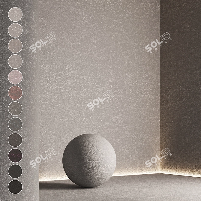 Seamless Textured Concrete Plaster Kit 3D model image 1