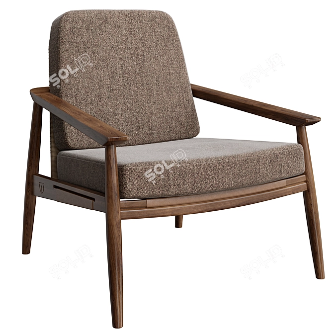 Walnut Wood Adam Armchair Luxe 3D model image 1