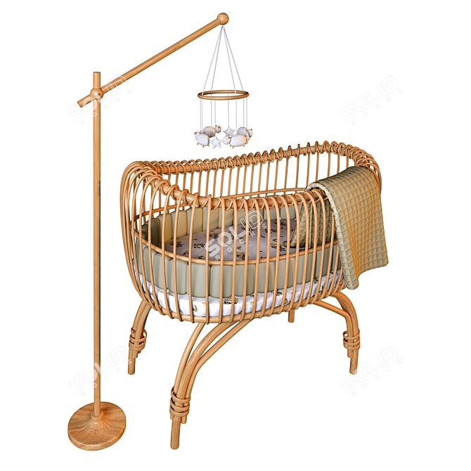 Handwoven Crib Bed | RustiKids 3D model image 1