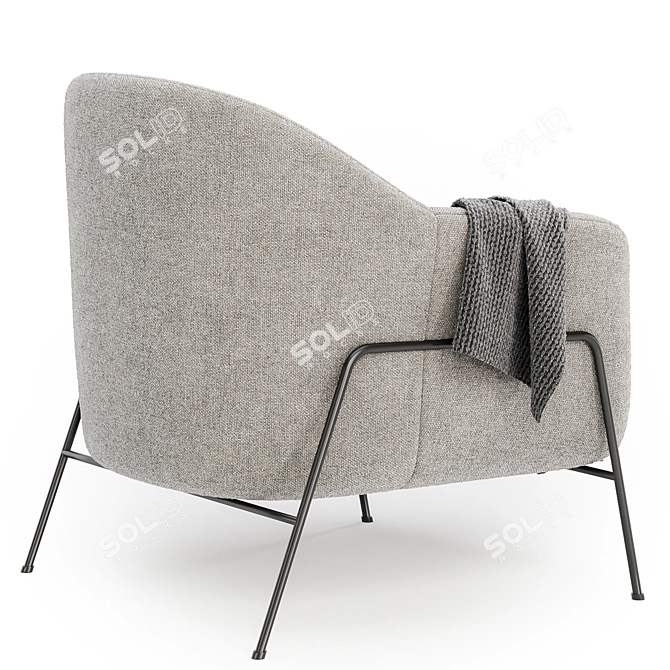 Cozy Wiley Armchair, 3 Colors 3D model image 5