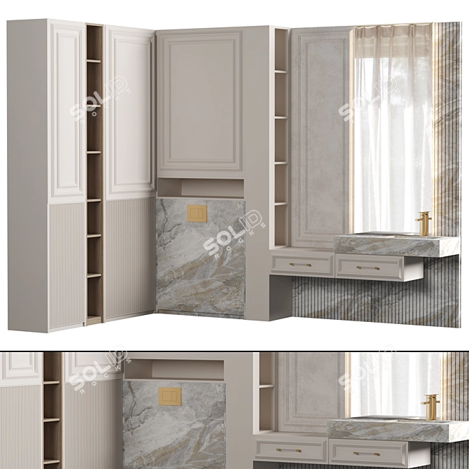 Contemporary Modular Bathroom Furniture 3D model image 1