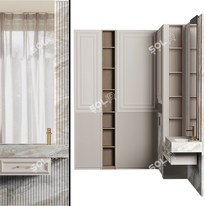 Contemporary Modular Bathroom Furniture 3D model image 3