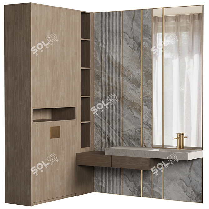 Modular Bathroom Cabinet Set 3D model image 1