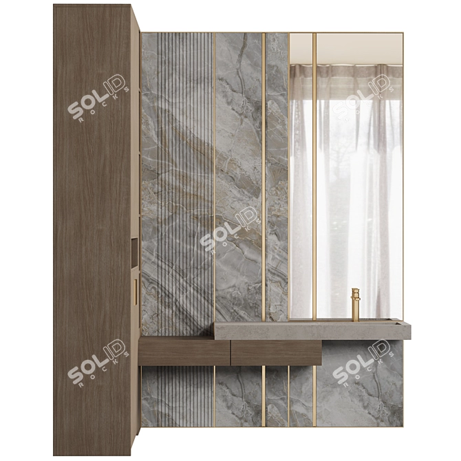 Modular Bathroom Cabinet Set 3D model image 2