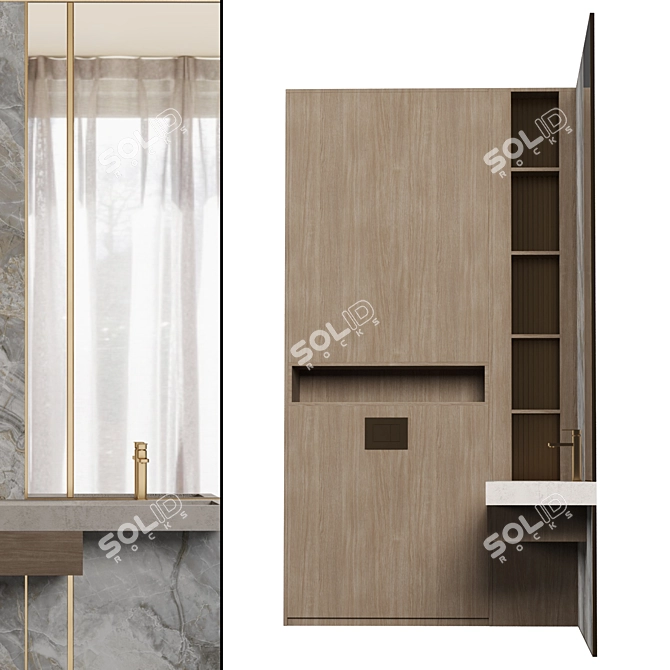 Modular Bathroom Cabinet Set 3D model image 3