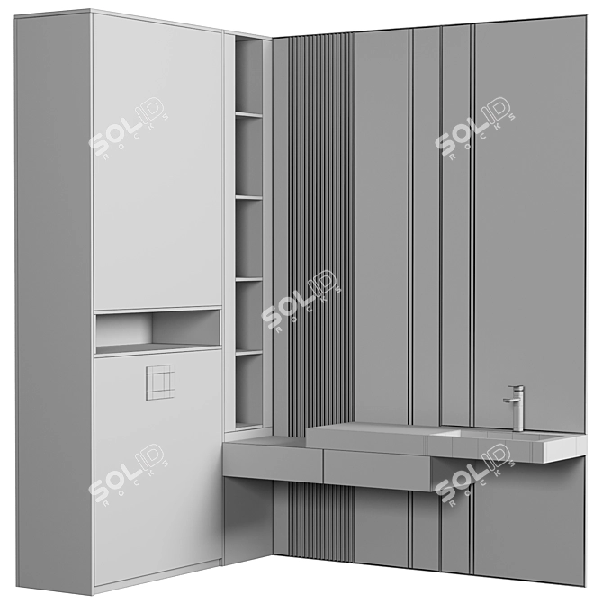 Modular Bathroom Cabinet Set 3D model image 4