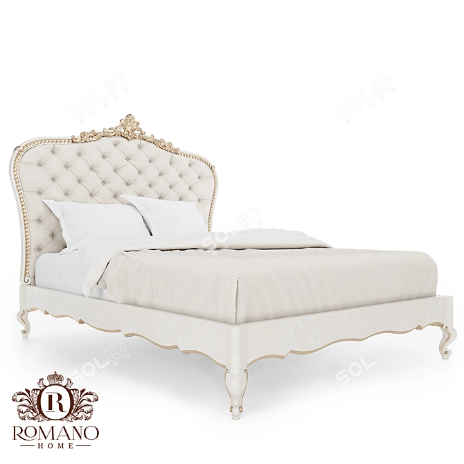 Romano Home Handcrafted Baroque Bed 3D model image 1