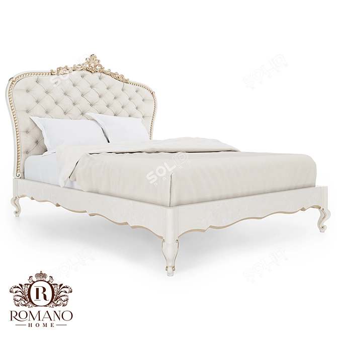 Romano Home Handcrafted Baroque Bed 3D model image 4