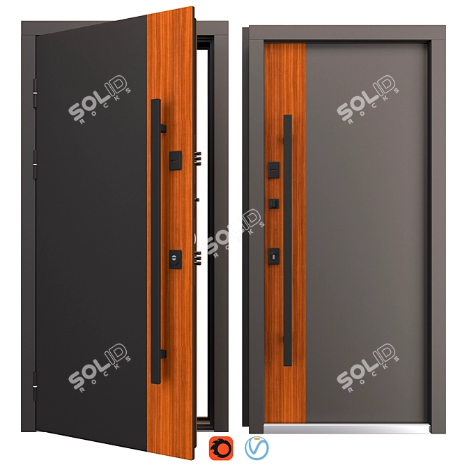 Nova_015 Aluminum Entry Door 3D model image 1