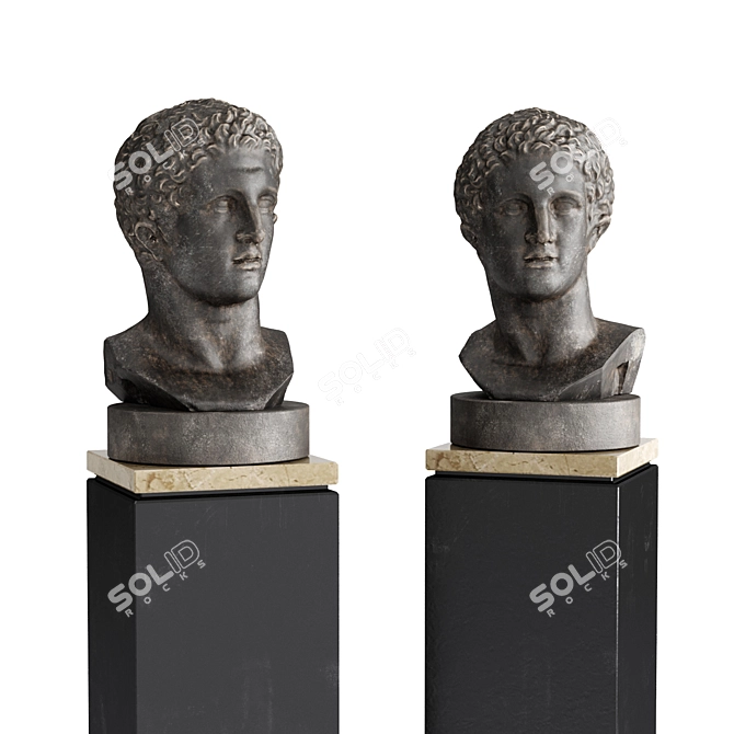  Herakles Metal Marble BustSculpture 3D model image 1