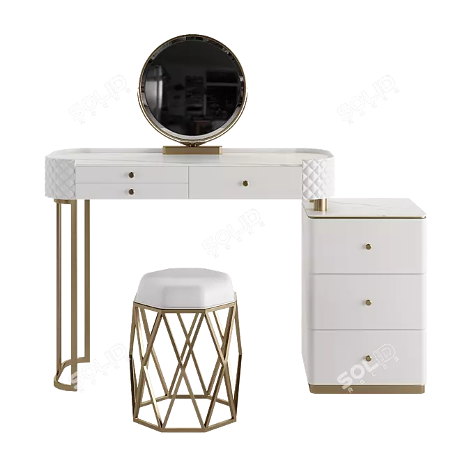 Marble Vanity Set with Mirror 3D model image 1