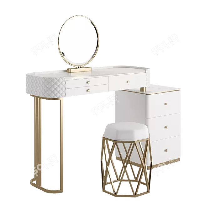 Marble Vanity Set with Mirror 3D model image 2