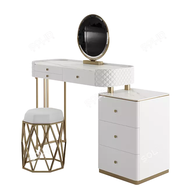 Marble Vanity Set with Mirror 3D model image 3