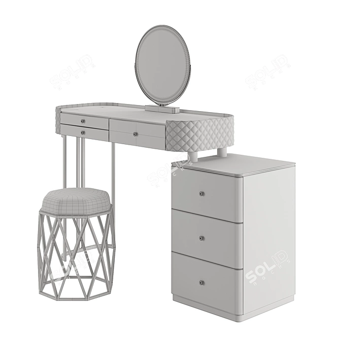 Marble Vanity Set with Mirror 3D model image 4