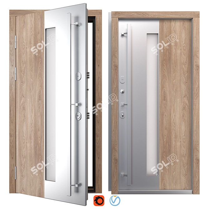 Modern Metal Entry Door Nova_024 3D model image 3