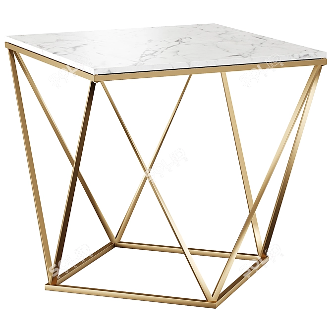 Elegant Marble Gold Sofa Table 3D model image 1