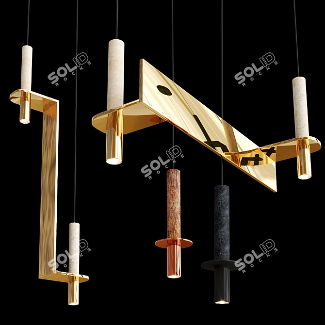 Sleek Meta Pendant Light Collection 3D model image 2