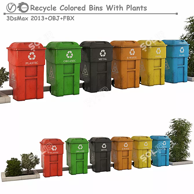 Plant-Infused Recycled Color Bins 3D model image 1