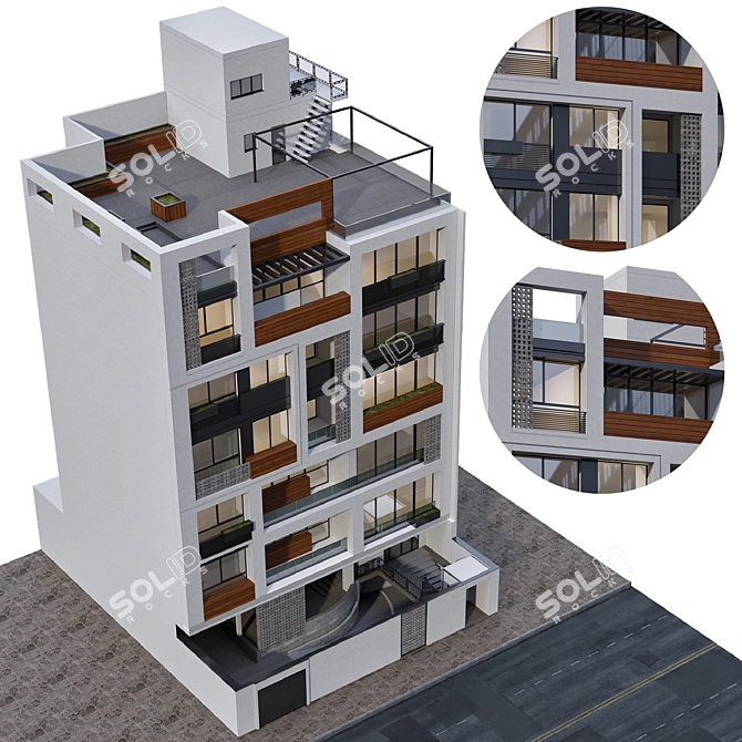 Modern Residential Apartment 3D Model 3D model image 1