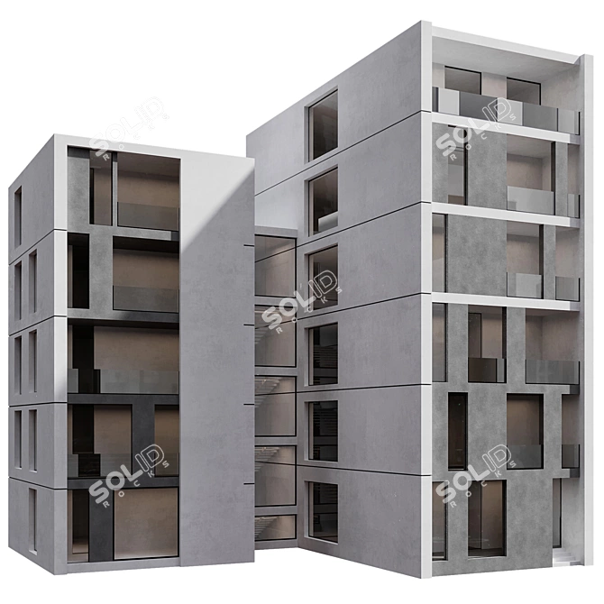 Modern Residential Complex 3D Model 3D model image 1