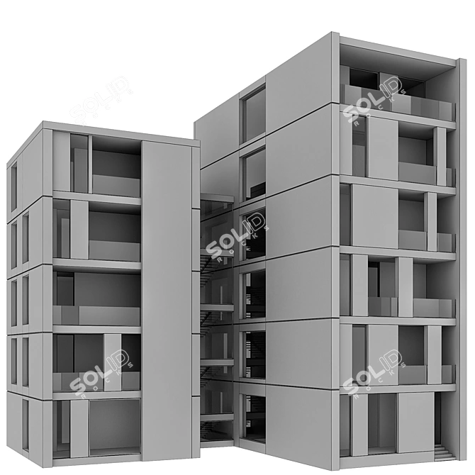 Modern Residential Complex 3D Model 3D model image 6