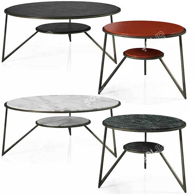 Stylish Stromboli Coffee Tables Set 3D model image 1