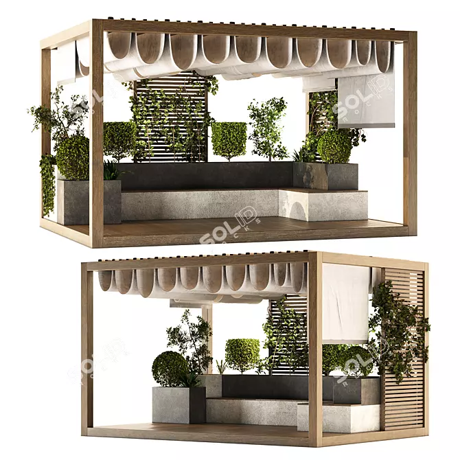 Modern Outdoor Pergola Set 3D model image 12