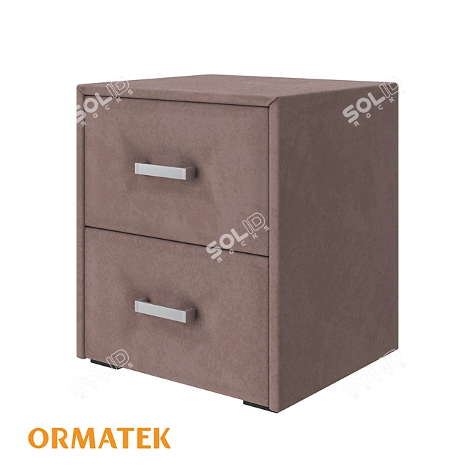 Modern Compact Two-Drawer Nightstand 3D model image 1