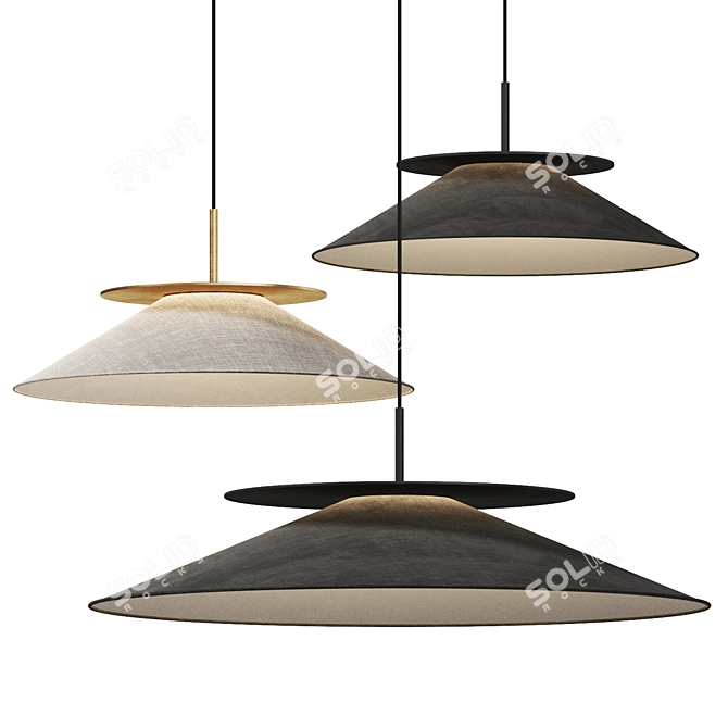 Contardi Asia So Fabric Metal Chandelier 3D model image 1