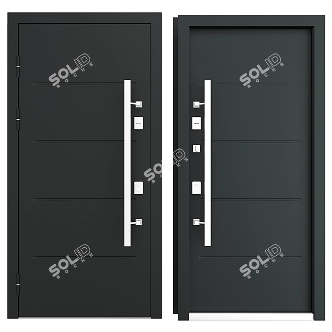  Elegant Aluminum Entry Door 3D model image 3