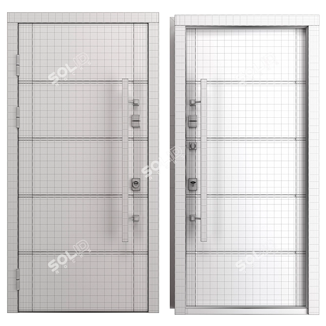  Elegant Aluminum Entry Door 3D model image 4