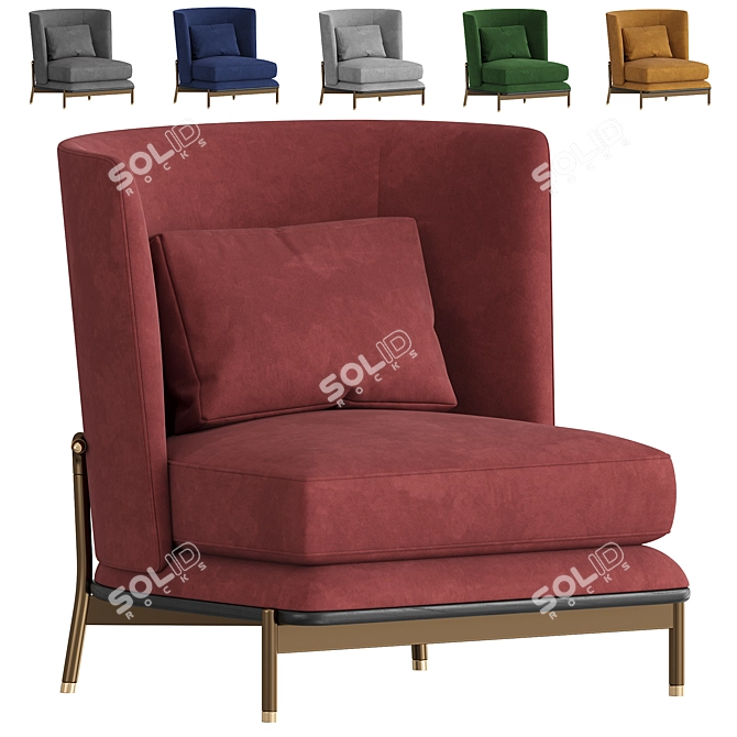 6 Color Options Modern Armchair 3D model image 1