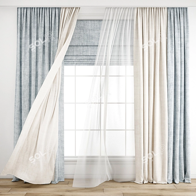 Quality Polygonal Curtain Model Simulation 3D model image 1