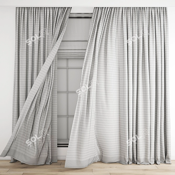 Quality Polygonal Curtain Model Simulation 3D model image 3
