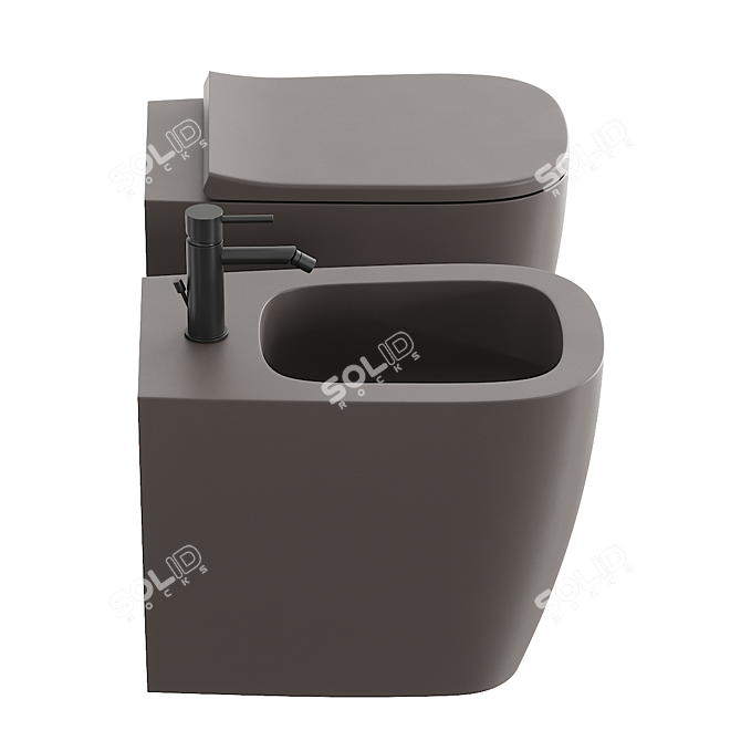 Wunder Ceramic Toilet Bidet Set 3D model image 2